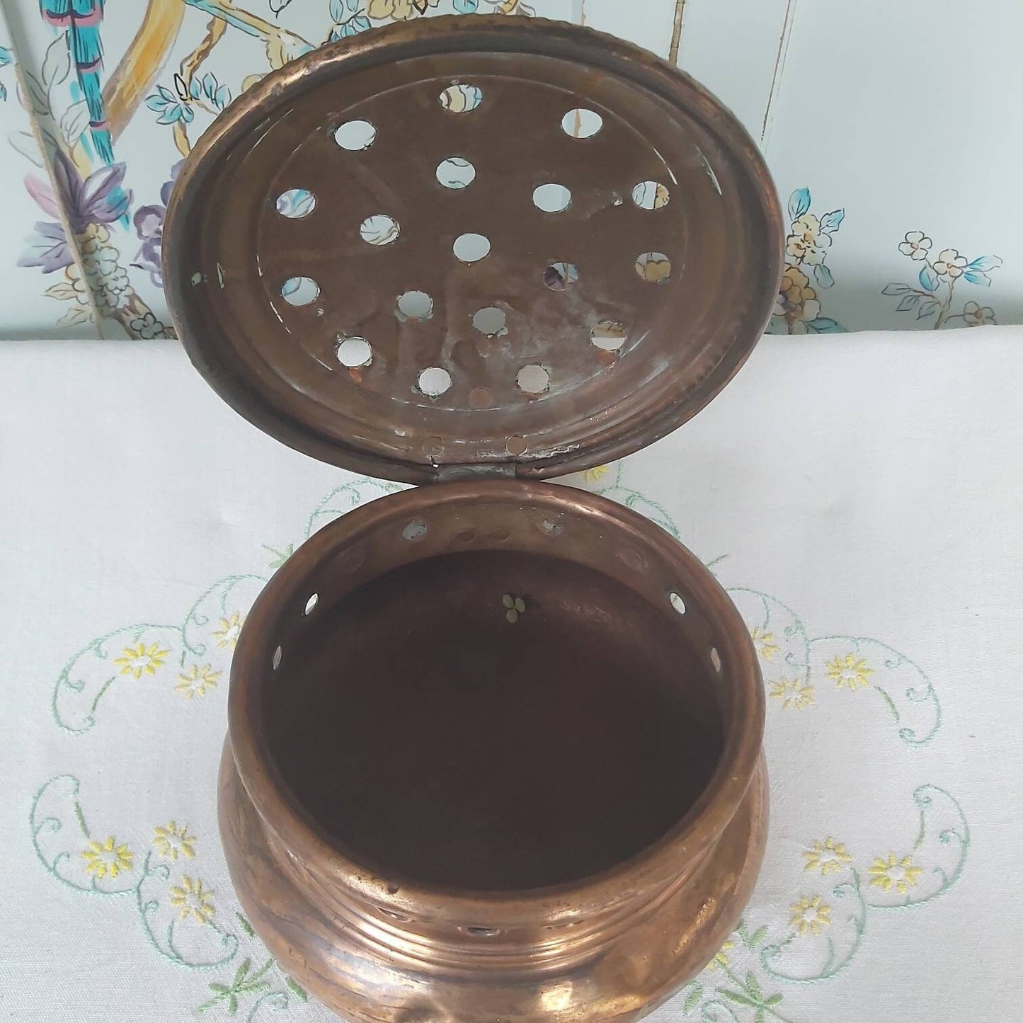 An Antique Copper Foot Warmer