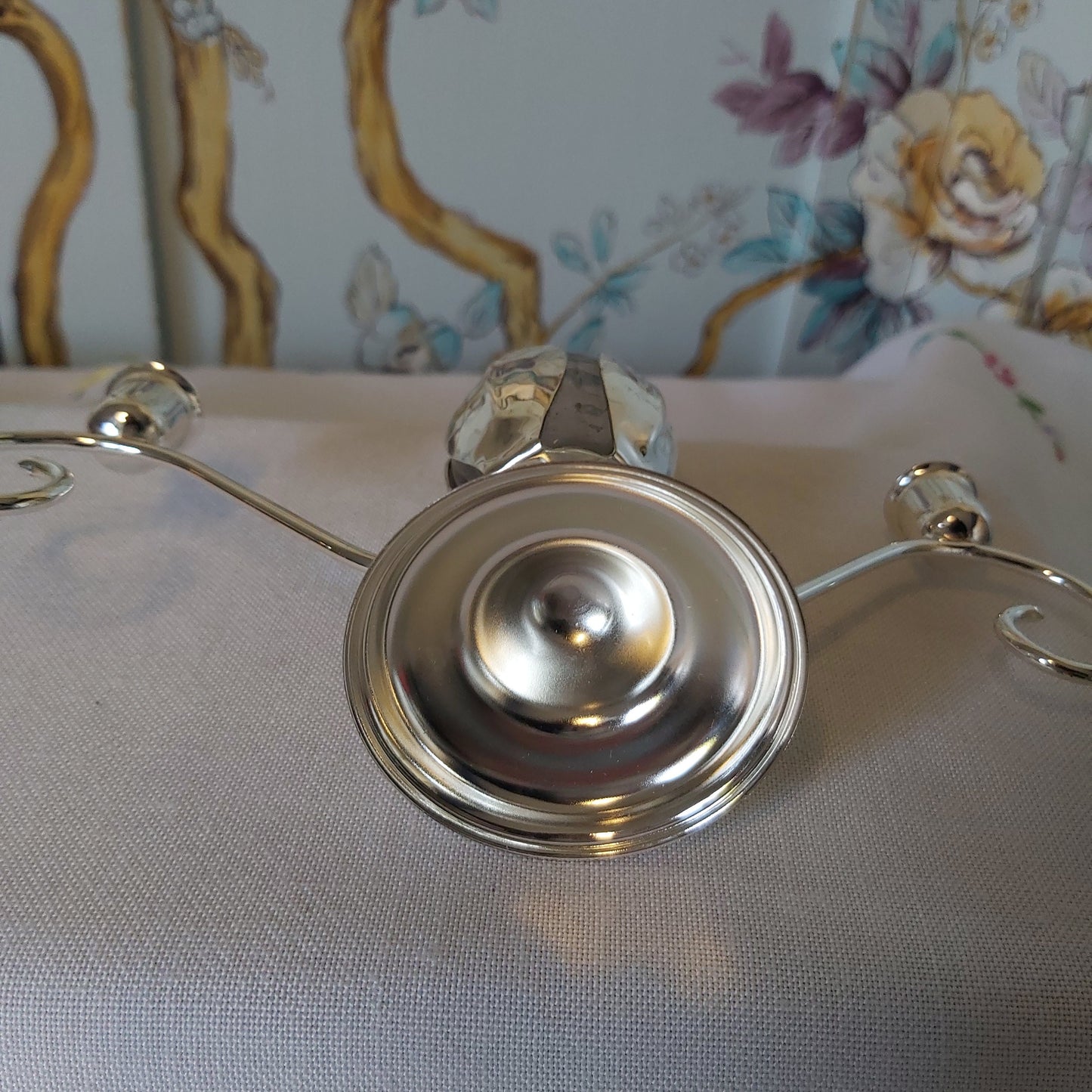 A Silver Plated Table Centre with Candle Holders and Small Vase