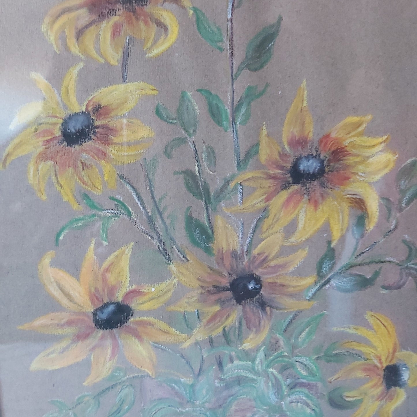 A Pastel Painting of Rudbeckia in a Vase