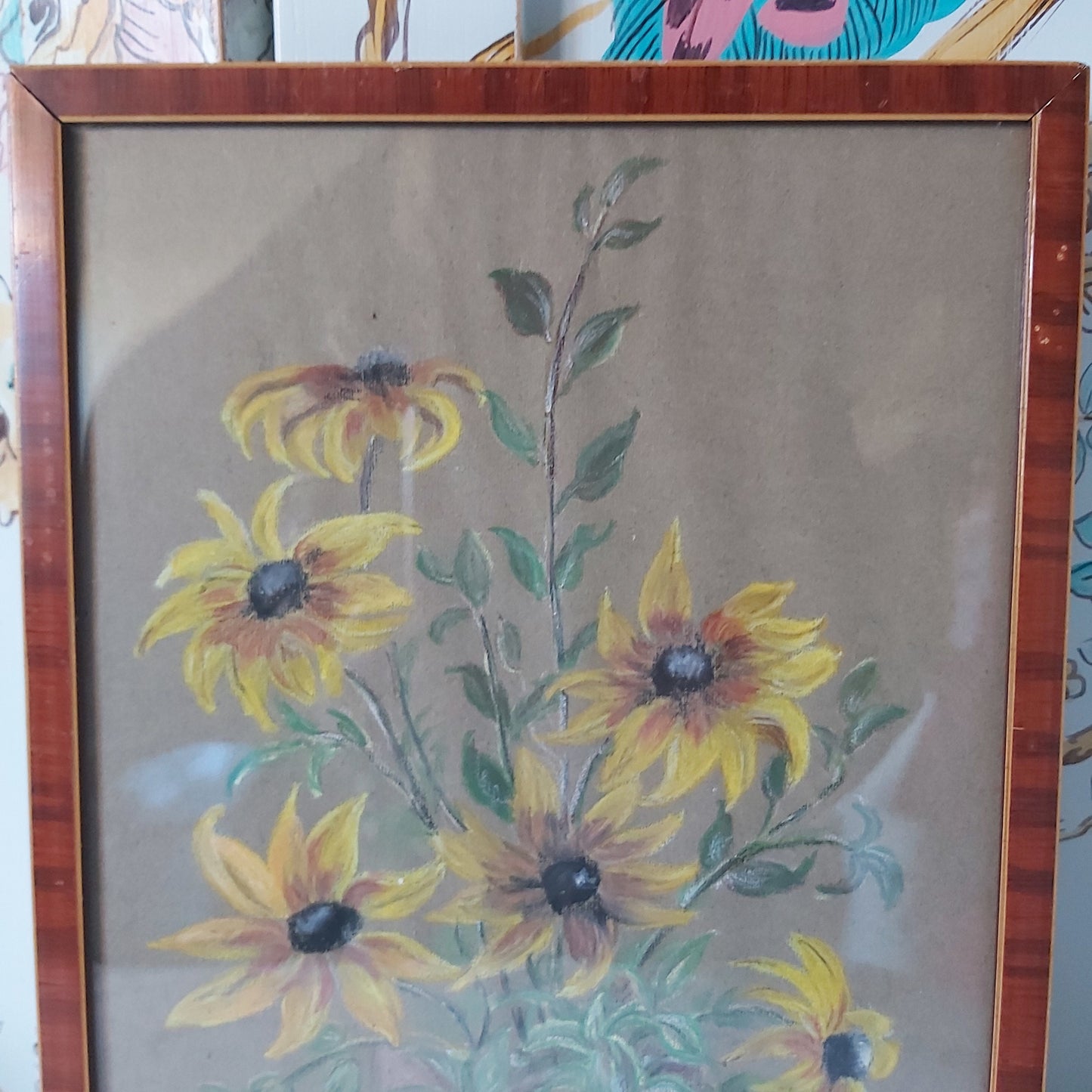 A Pastel Painting of Rudbeckia in a Vase