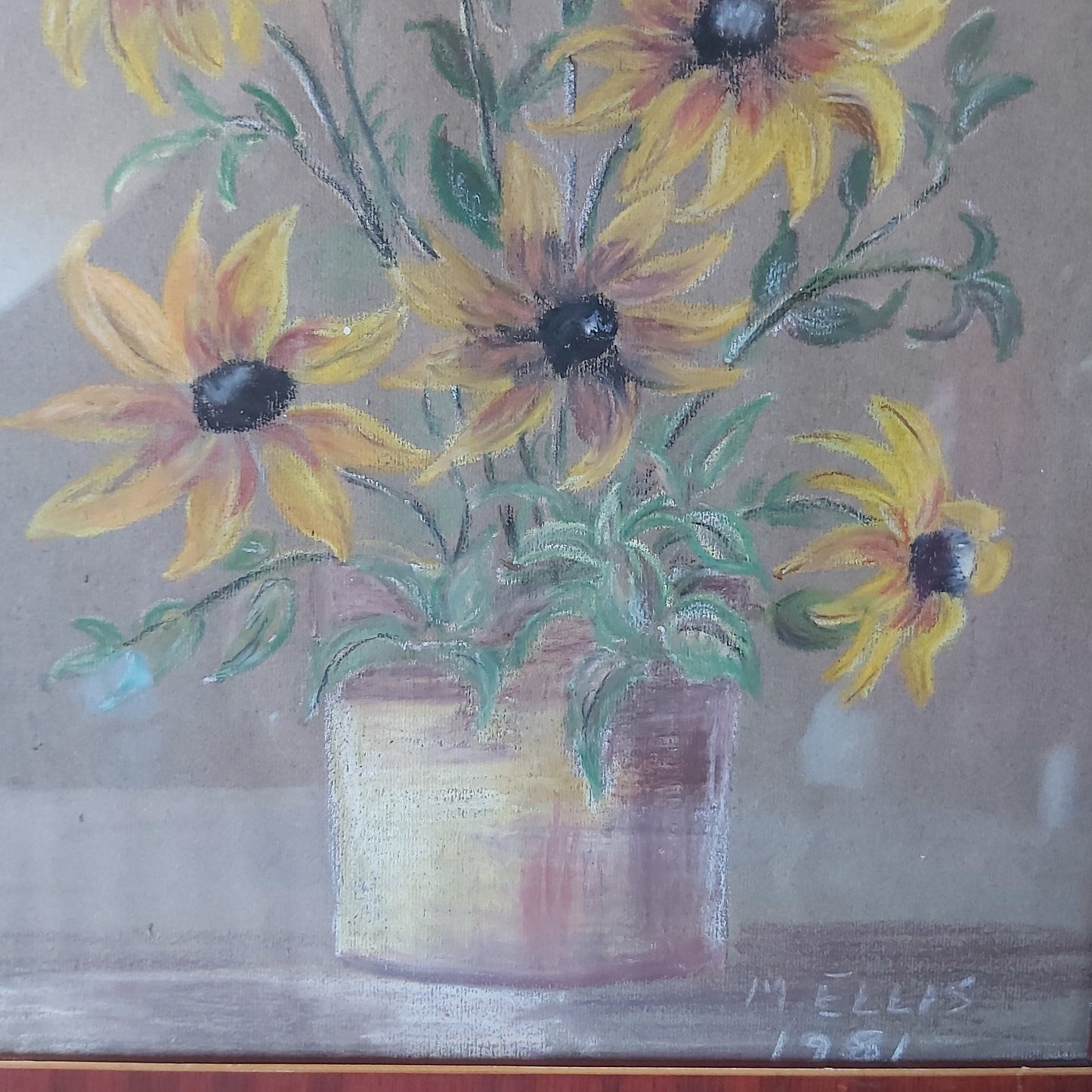 A Pastel Painting of Rudbeckia in a Vase