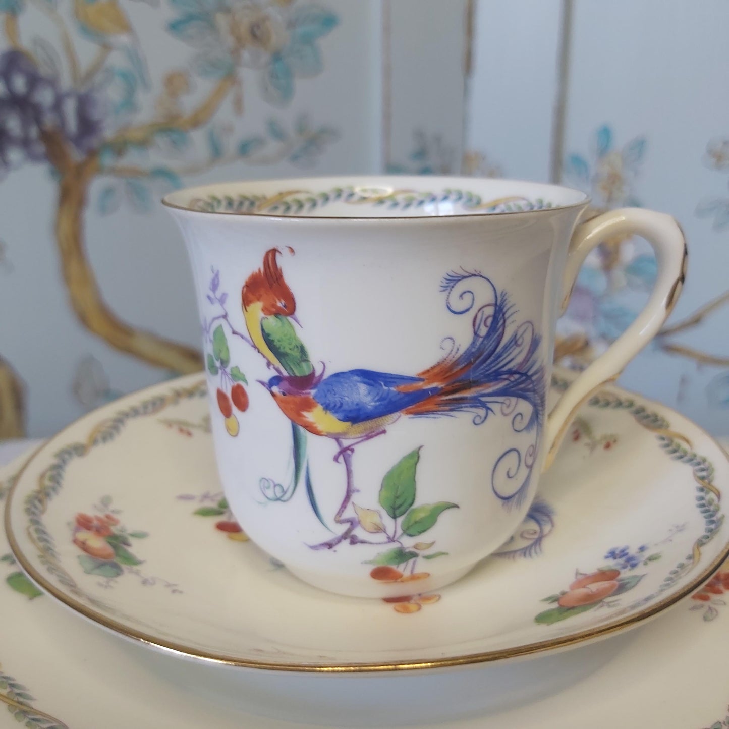 Shelley Porcelain Versaille Cup and Saucer c1930s