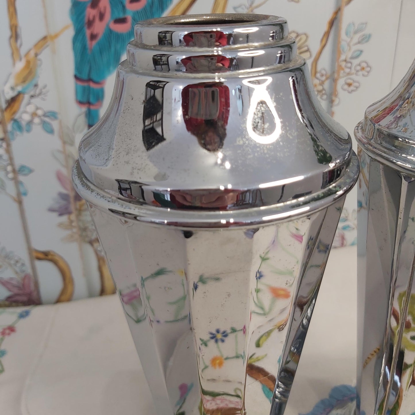 A Pair of Chrome Art Deco Vases