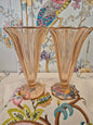 A Pair of Art Deco Pink Rosaline Glass Trumpet Vases