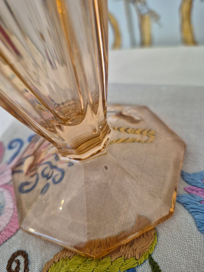 A Pair of Art Deco Pink Rosaline Glass Trumpet Vases