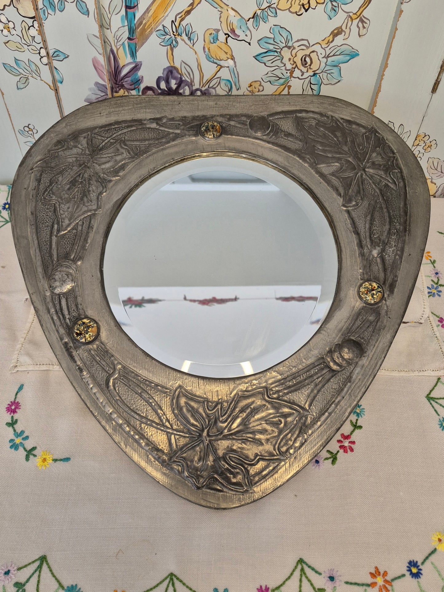An Arts and Crafts Pewter Mirror