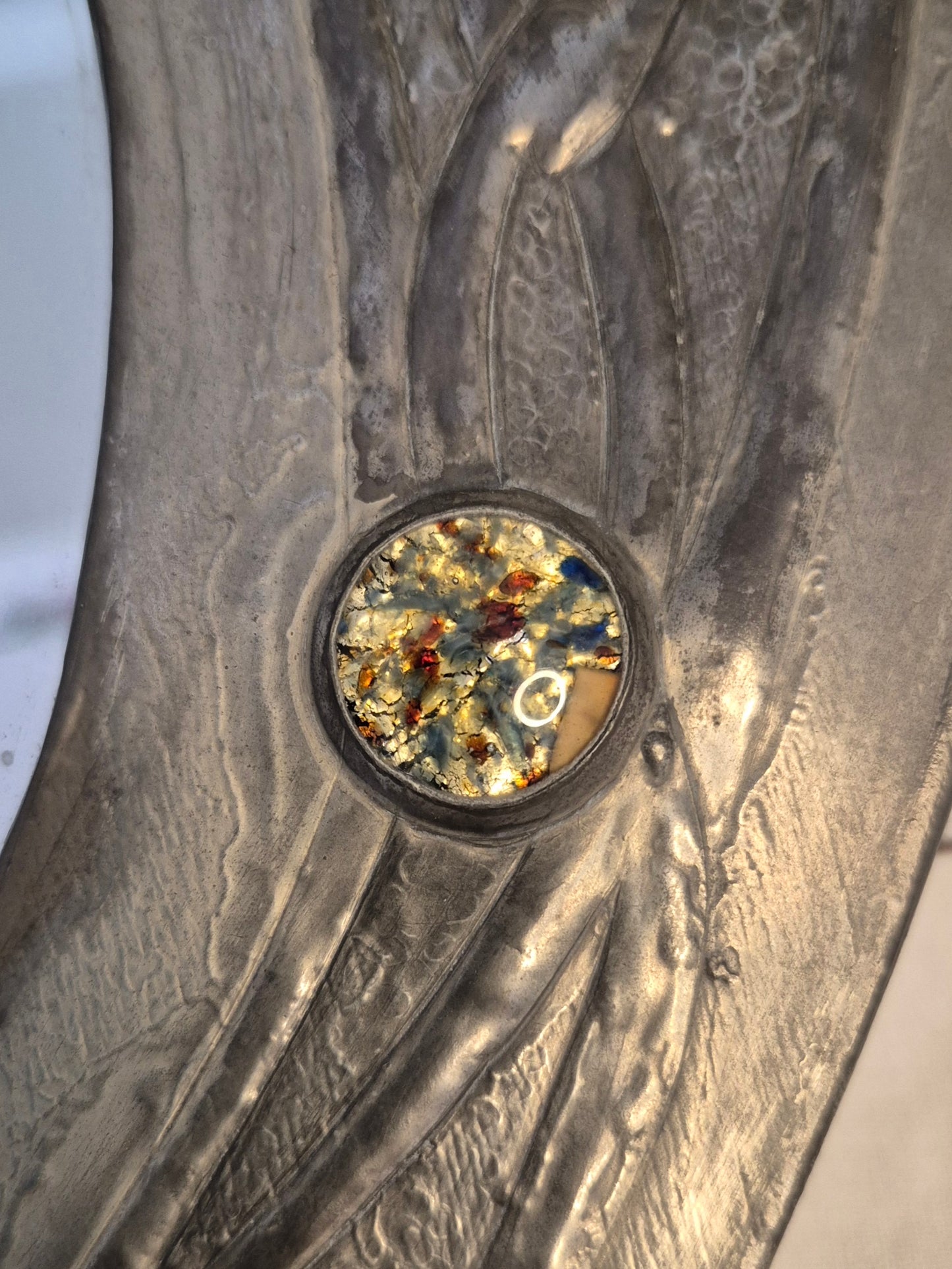 An Arts and Crafts Pewter Mirror