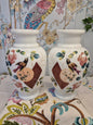 A Pair of Aesthetic Movement Hand Painted Milk Glass Vases