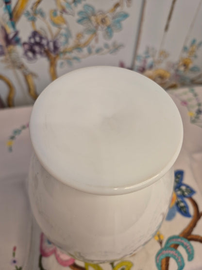 A Pair of Aesthetic Movement Hand Painted Milk Glass Vases