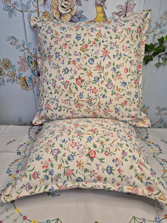 A Pair of Cushions Made From Reclaimed Floral Sanderson Fabric