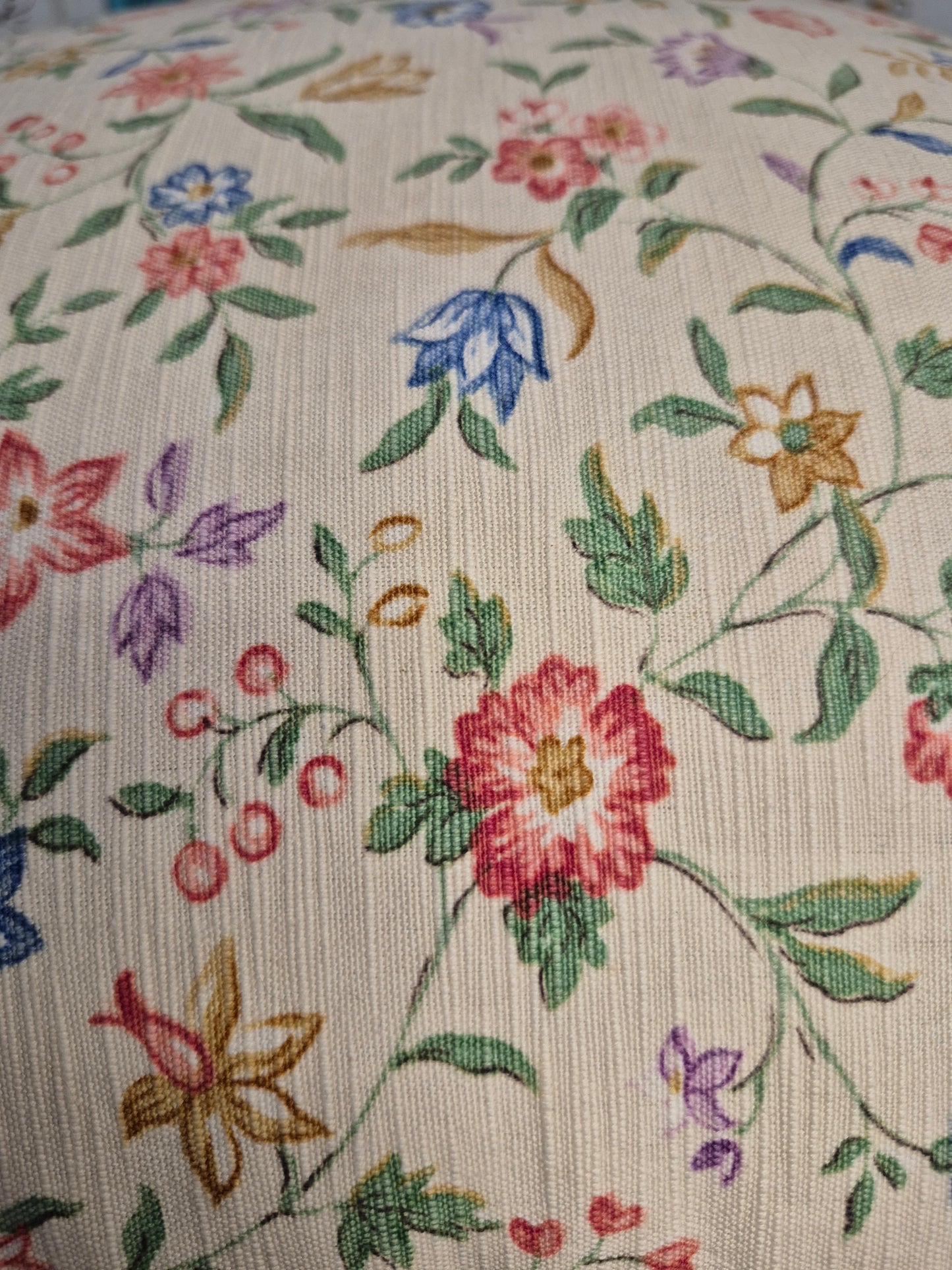 A Pair of Cushions Made From Reclaimed Floral Sanderson Fabric