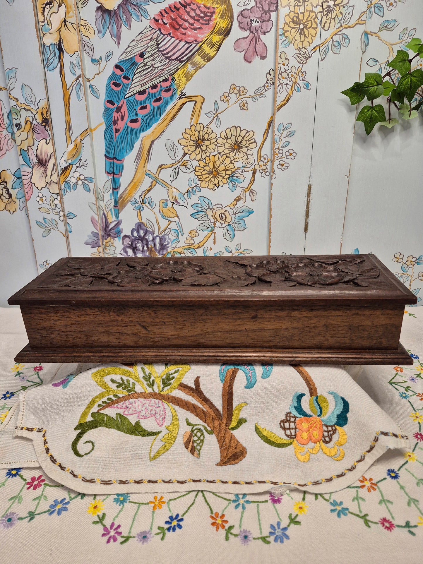 Antique Carved Wooden Box