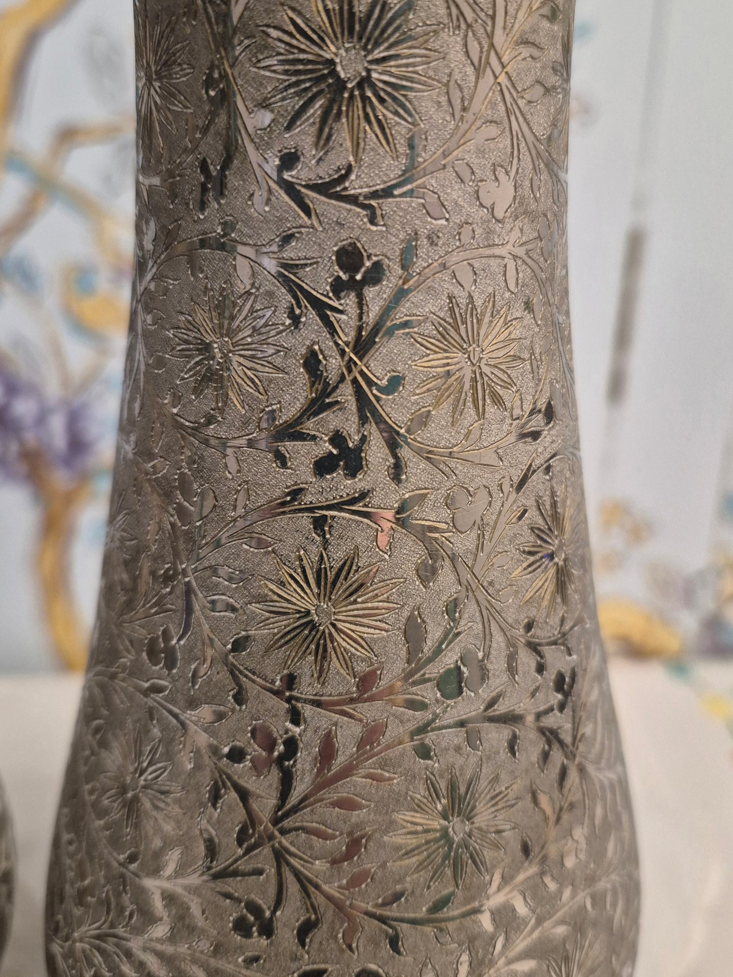 A Pair of Middle Eastern Silver Plated Vases