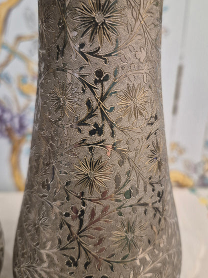 A Pair of Middle Eastern Silver Plated Vases