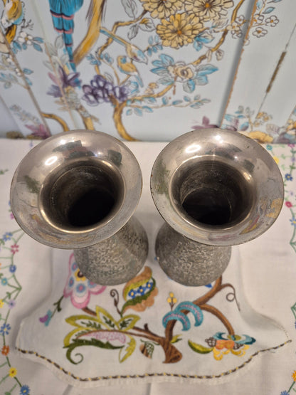 A Pair of Middle Eastern Silver Plated Vases