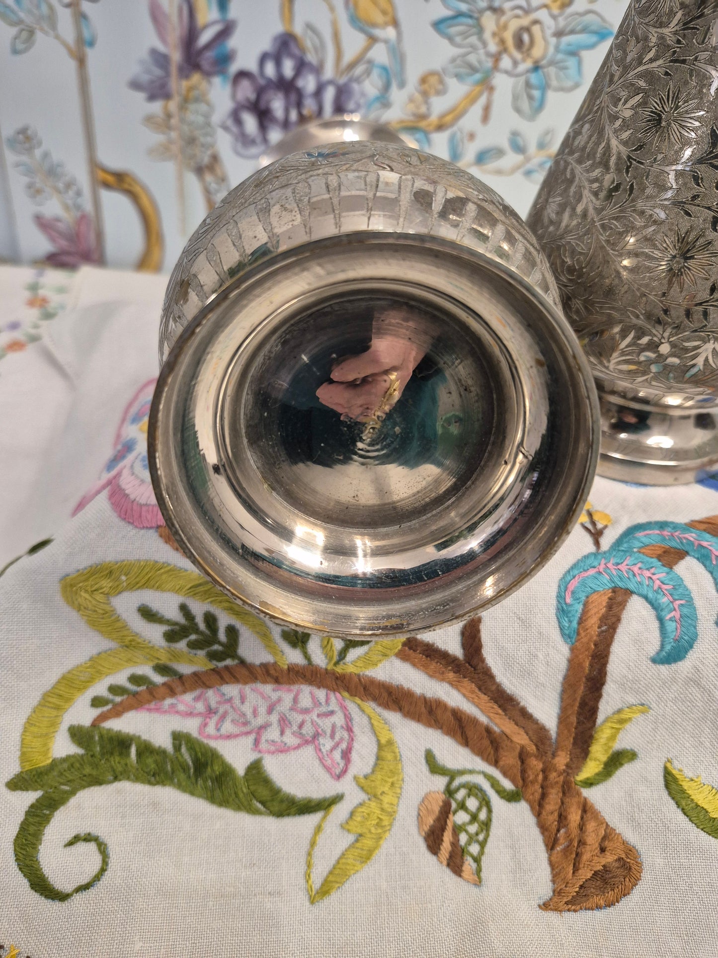 A Pair of Middle Eastern Silver Plated Vases