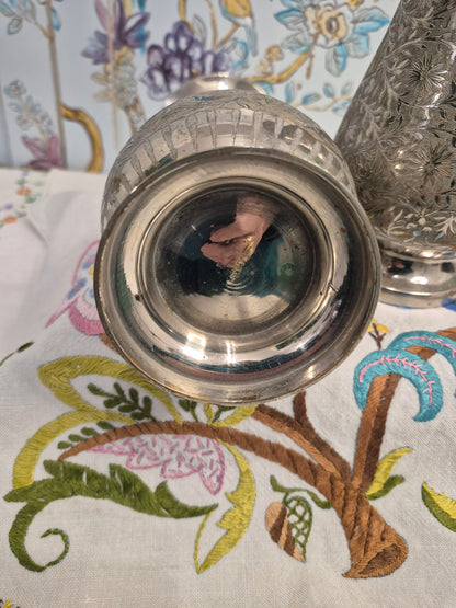 A Pair of Middle Eastern Silver Plated Vases