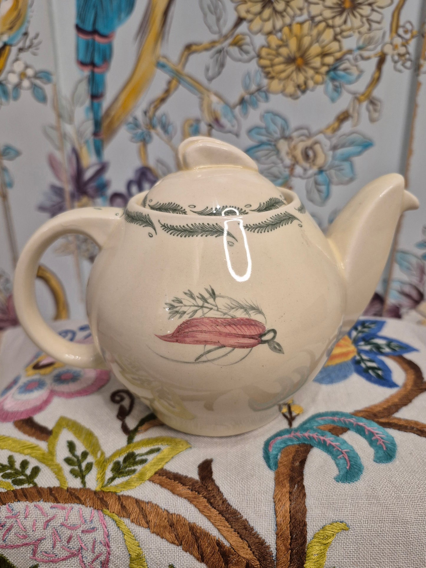 A Susie Cooper Teapot in the Tiger Lily Pattern c 1940s
