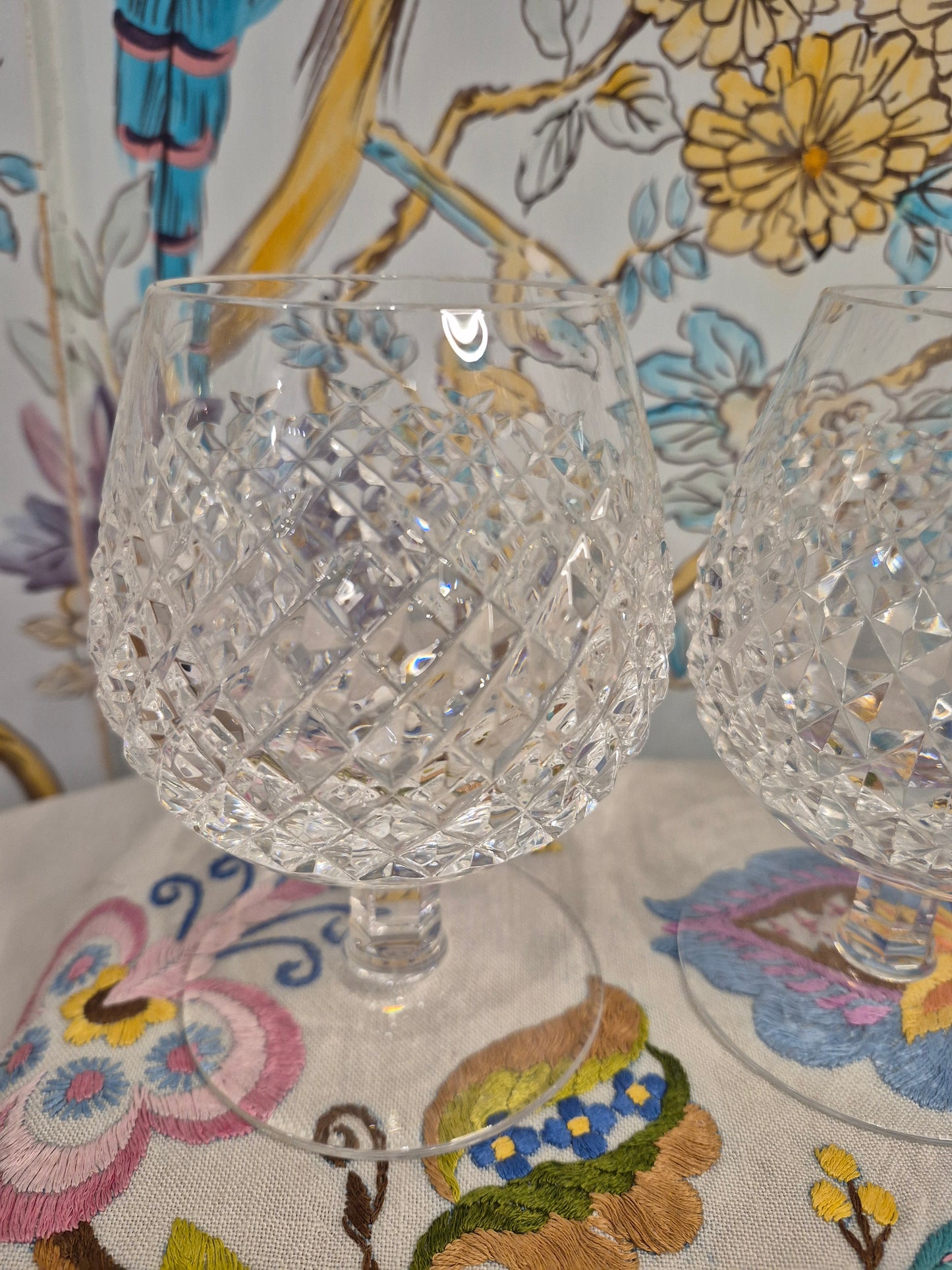 Pair of Waterford Alana Pattern Brandy Glasses