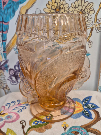 Art Deco Rosaline Glass Vase by Sowerby