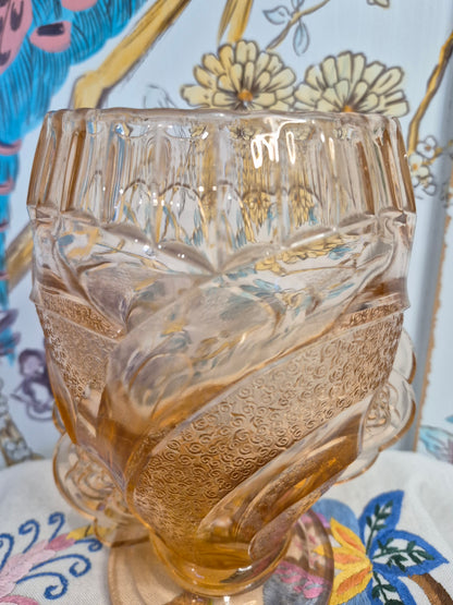 Art Deco Rosaline Glass Vase by Sowerby