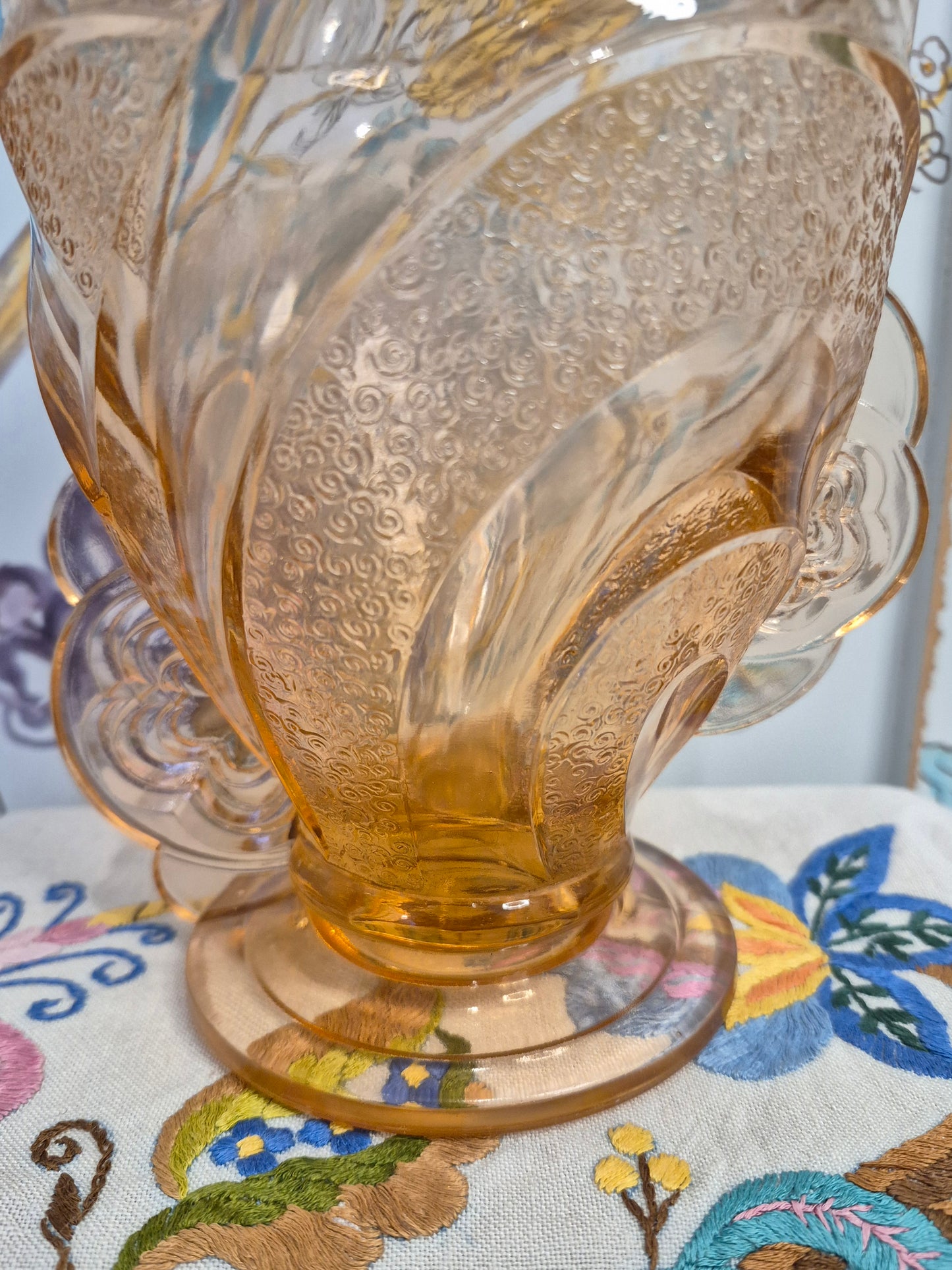 Art Deco Rosaline Glass Vase by Sowerby