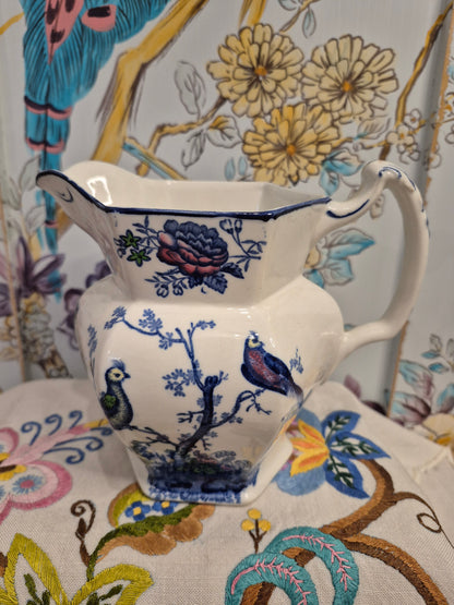 A Pair of Wood and Sons Antique Jugs in the Oriental Birds Design