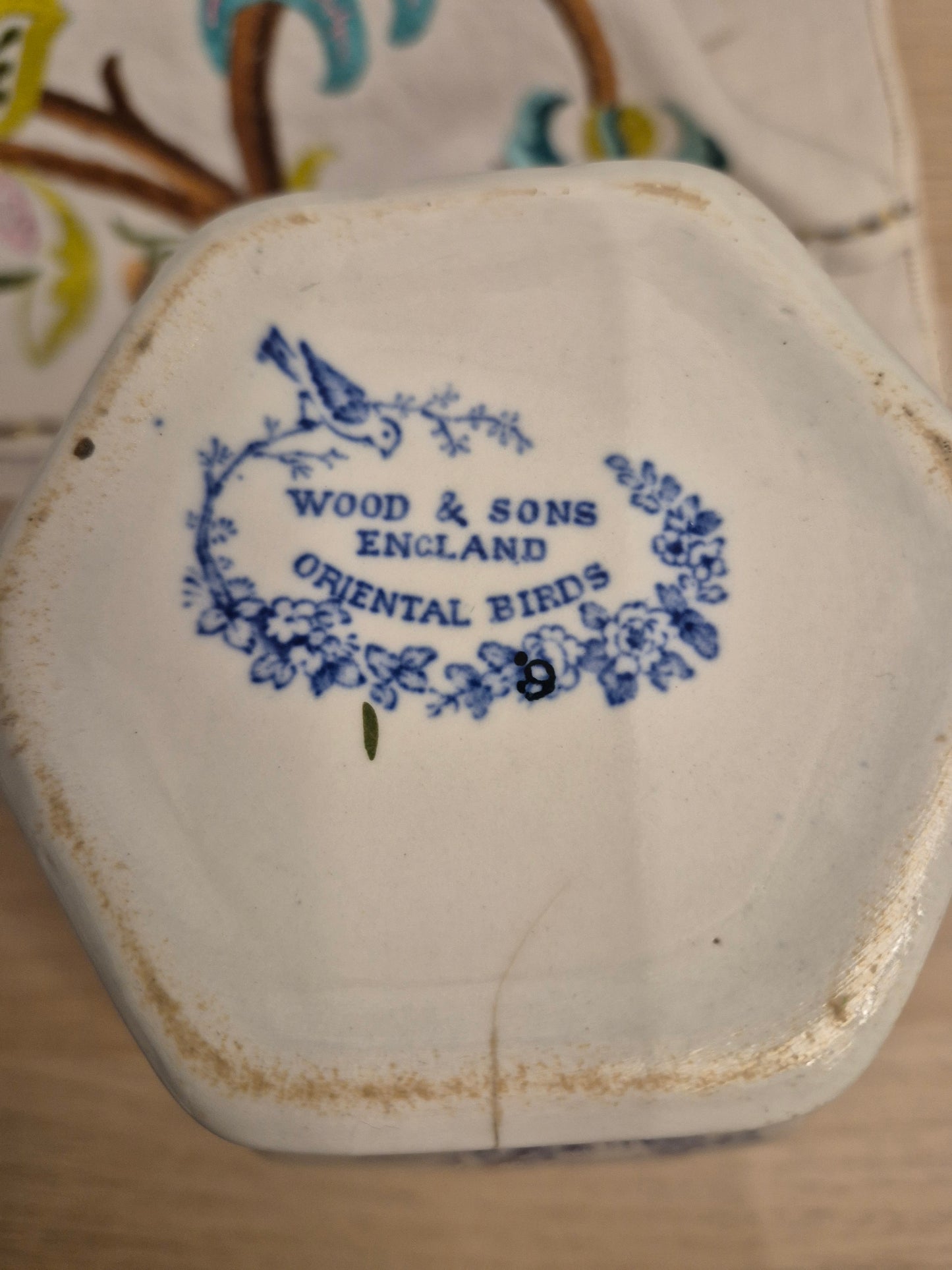 A Pair of Wood and Sons Antique Jugs in the Oriental Birds Design