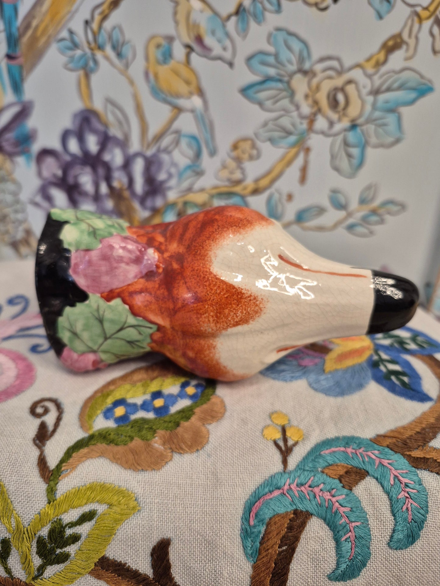 Antique Staffordshire Fox Head Stirrup Cup