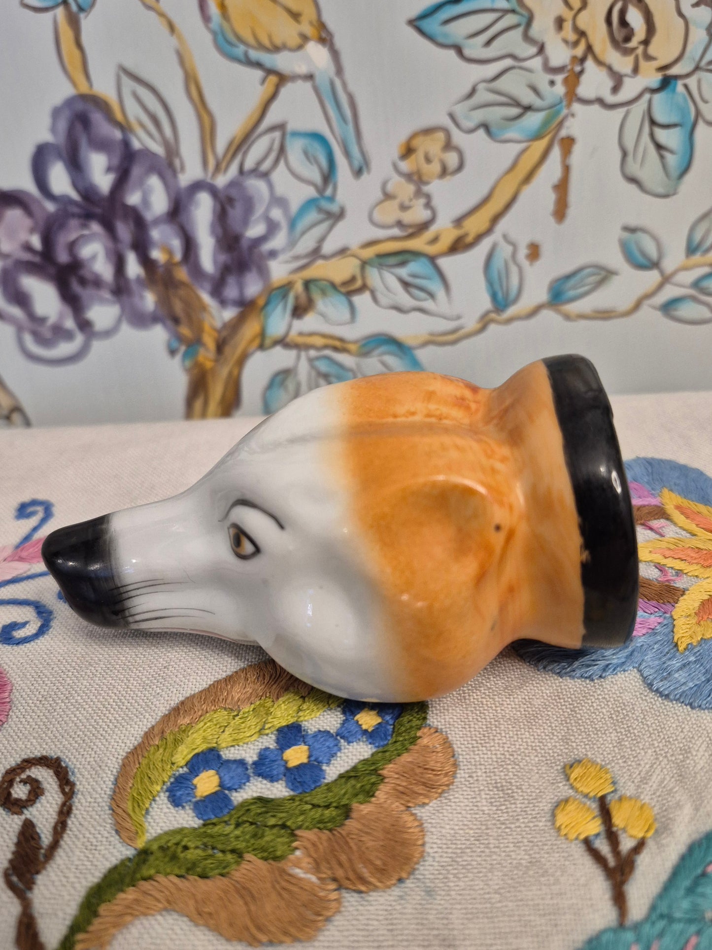 Antique Staffordshire Fox Head Stirrup Cup