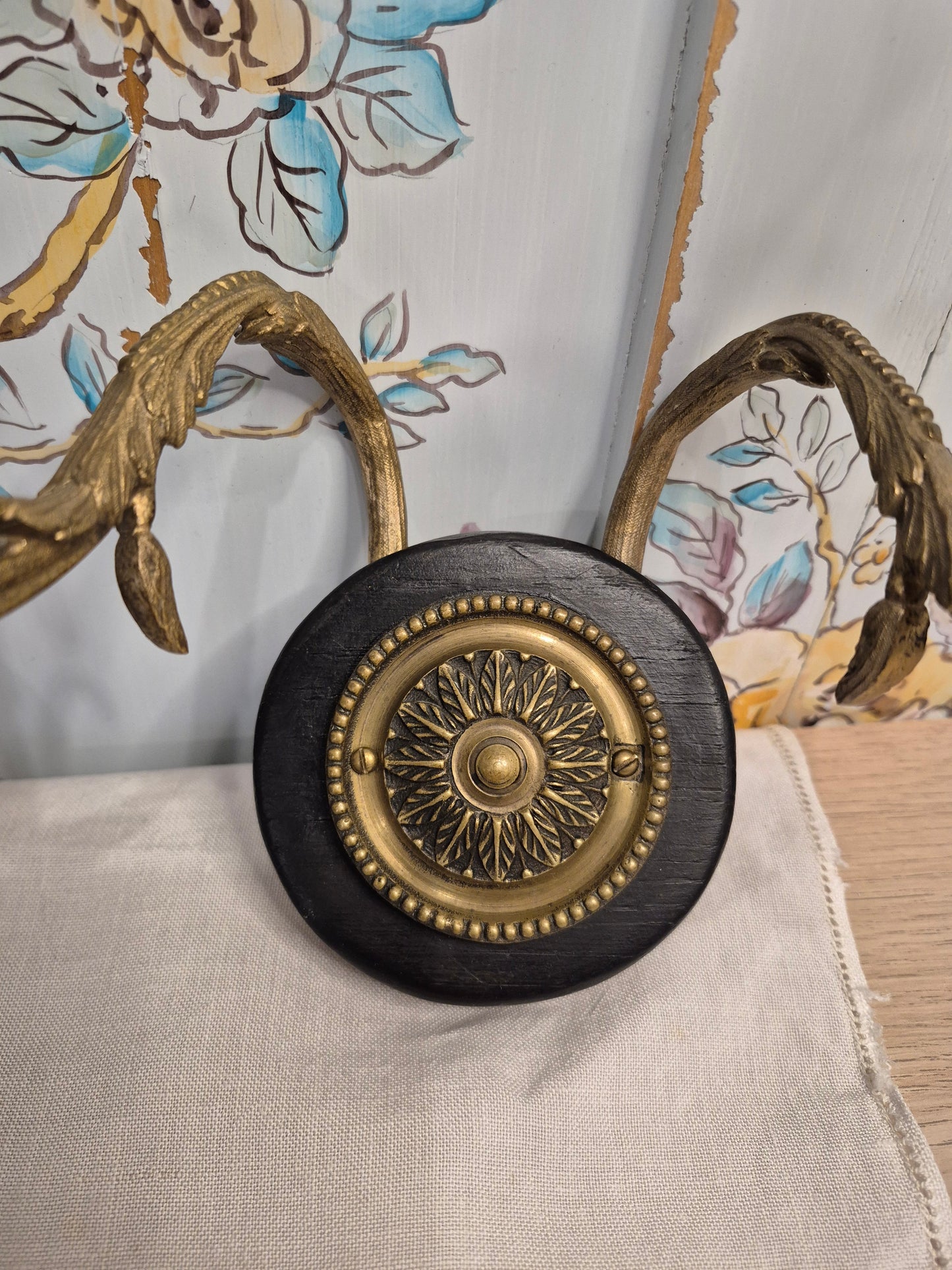 A Pair of Antique Brass Wall Sconces or Candle Holders