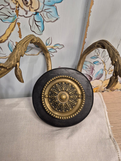 A Pair of Antique Brass Wall Sconces or Candle Holders