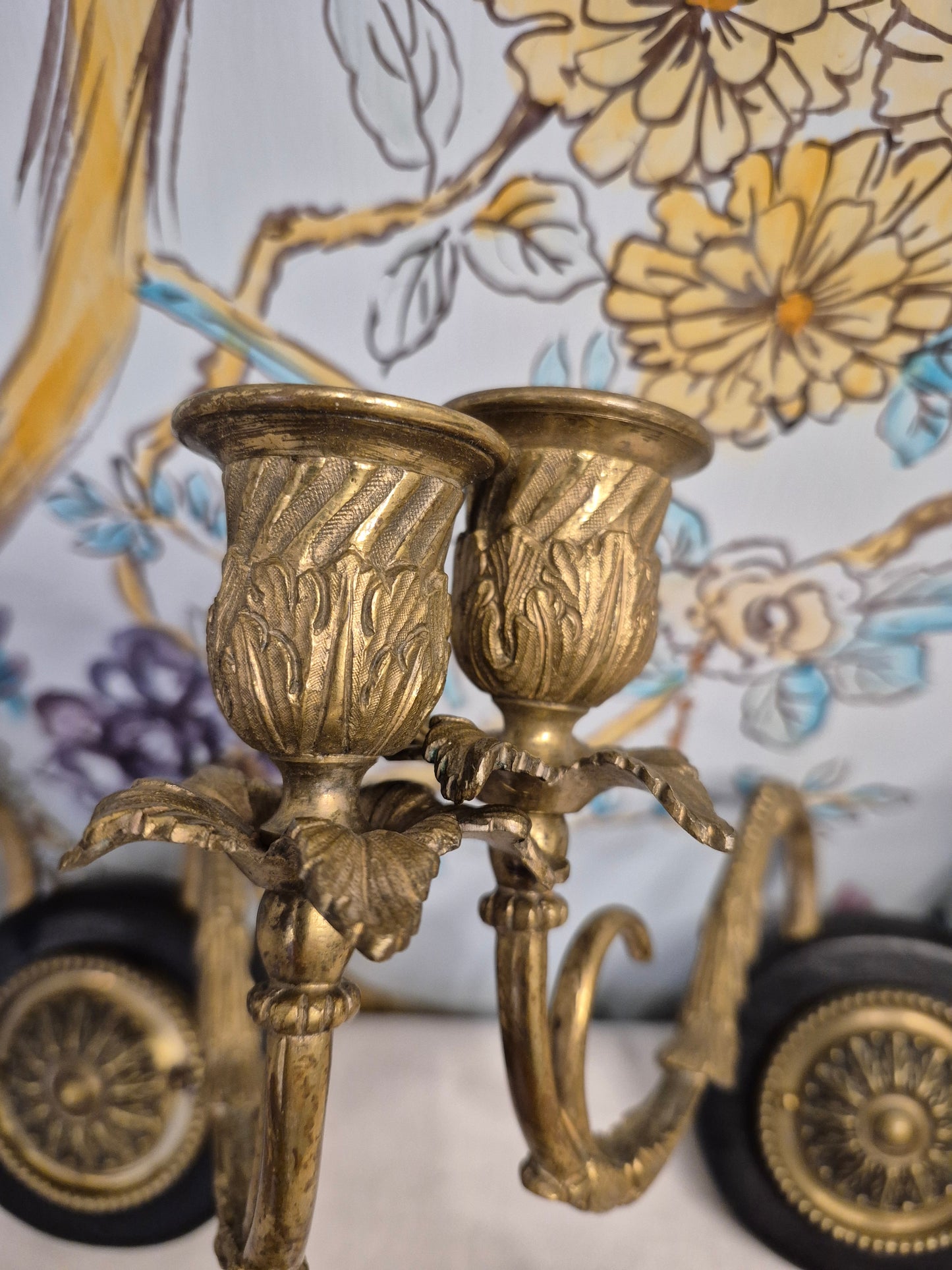 A Pair of Antique Brass Wall Sconces or Candle Holders