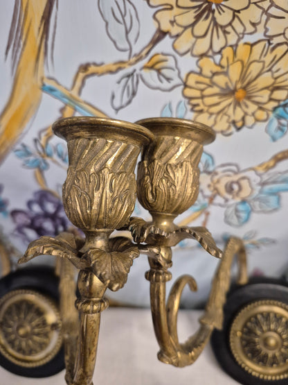 A Pair of Antique Brass Wall Sconces or Candle Holders