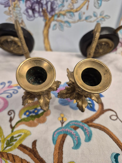 A Pair of Antique Brass Wall Sconces or Candle Holders