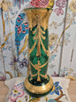 An Art Nouveau Green Glass Vase with Gilt and Enamel Decoration