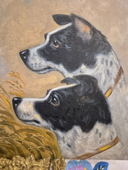 Vintage Oil on Board of Jack Russell Dogs