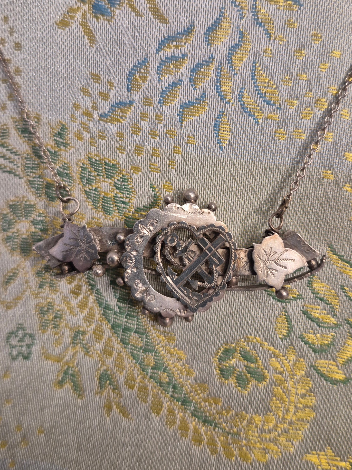 Antique Silver Sweetheart Brooch made into a Pendant c1898