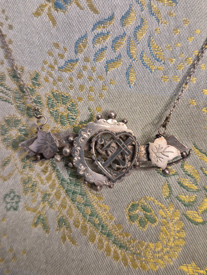 Antique Silver Sweetheart Brooch made into a Pendant c1898