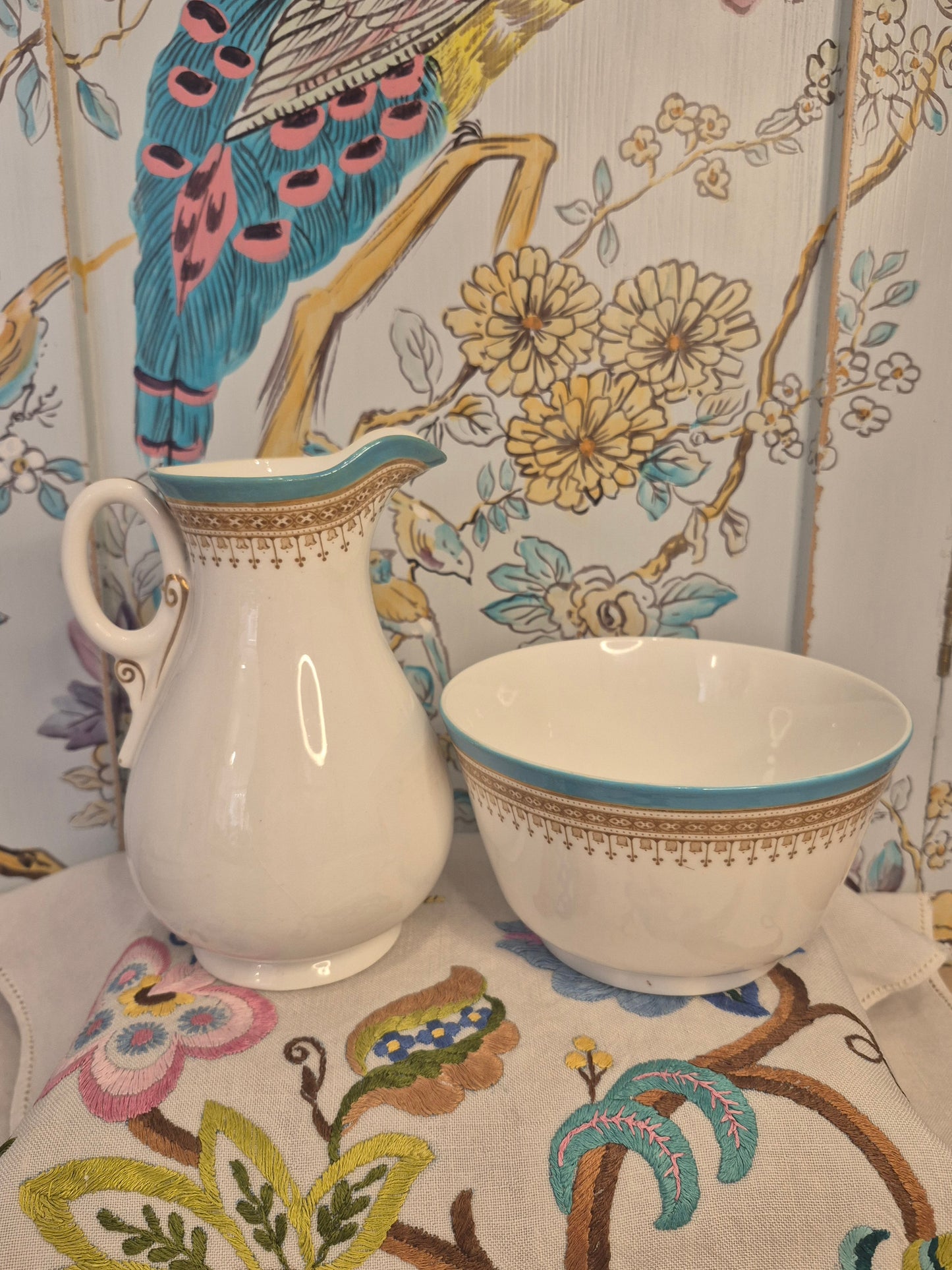 Antique Royal Worcester Cream Jug and Sugar Bowl c1877