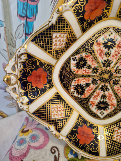 Royal Crown Derby Old Imari Acorn Design Footed Bowl