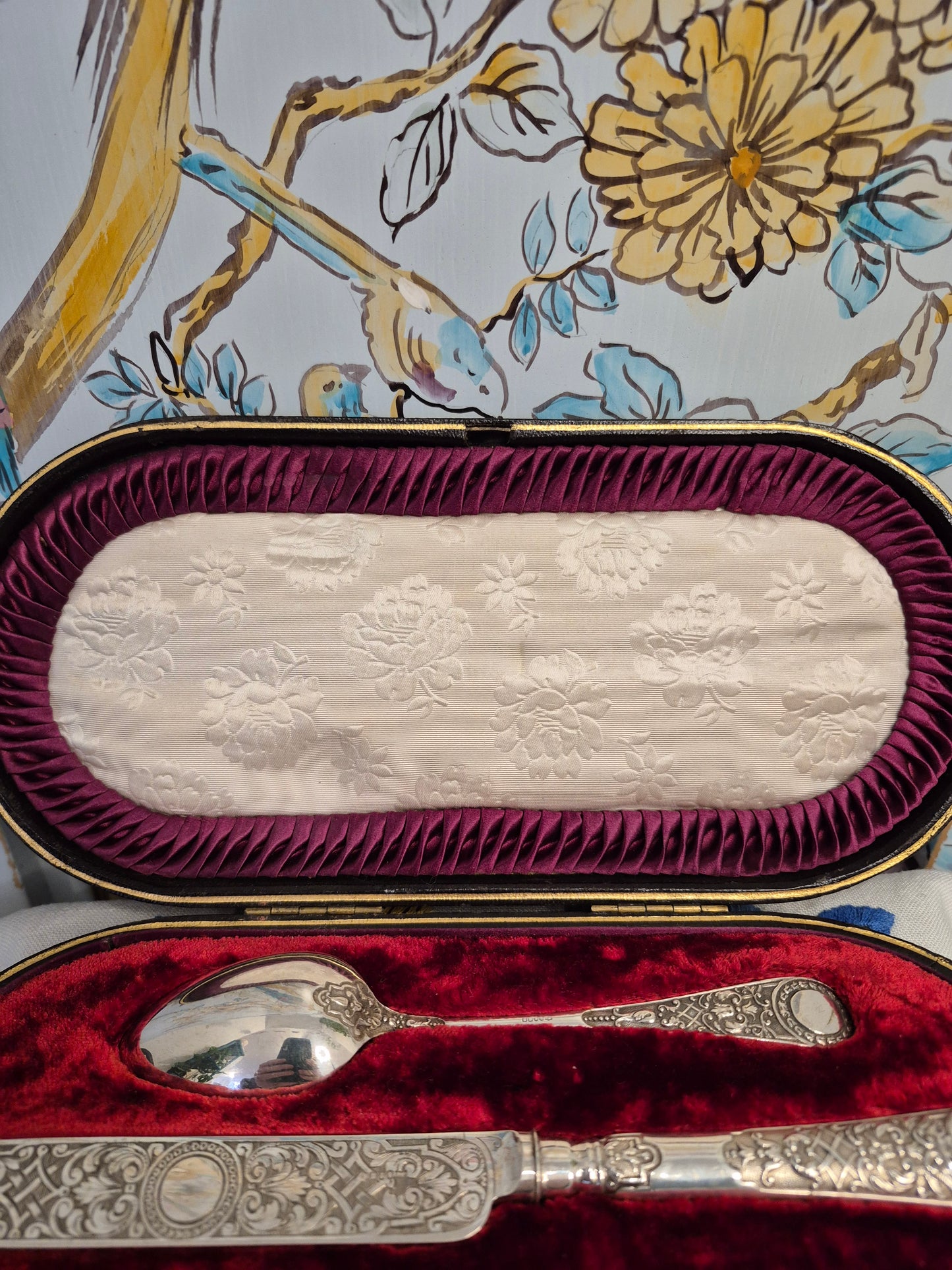 Antique Silver Plated Christening Set by James Dixon and Son c1880