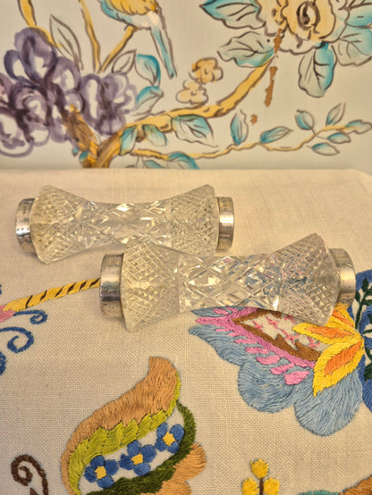 A Pair of Antique Knife or Chopstick Rests with Silver Mounts