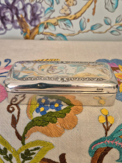Antique Silver Trinket Box, Hallmarked Chester 1909