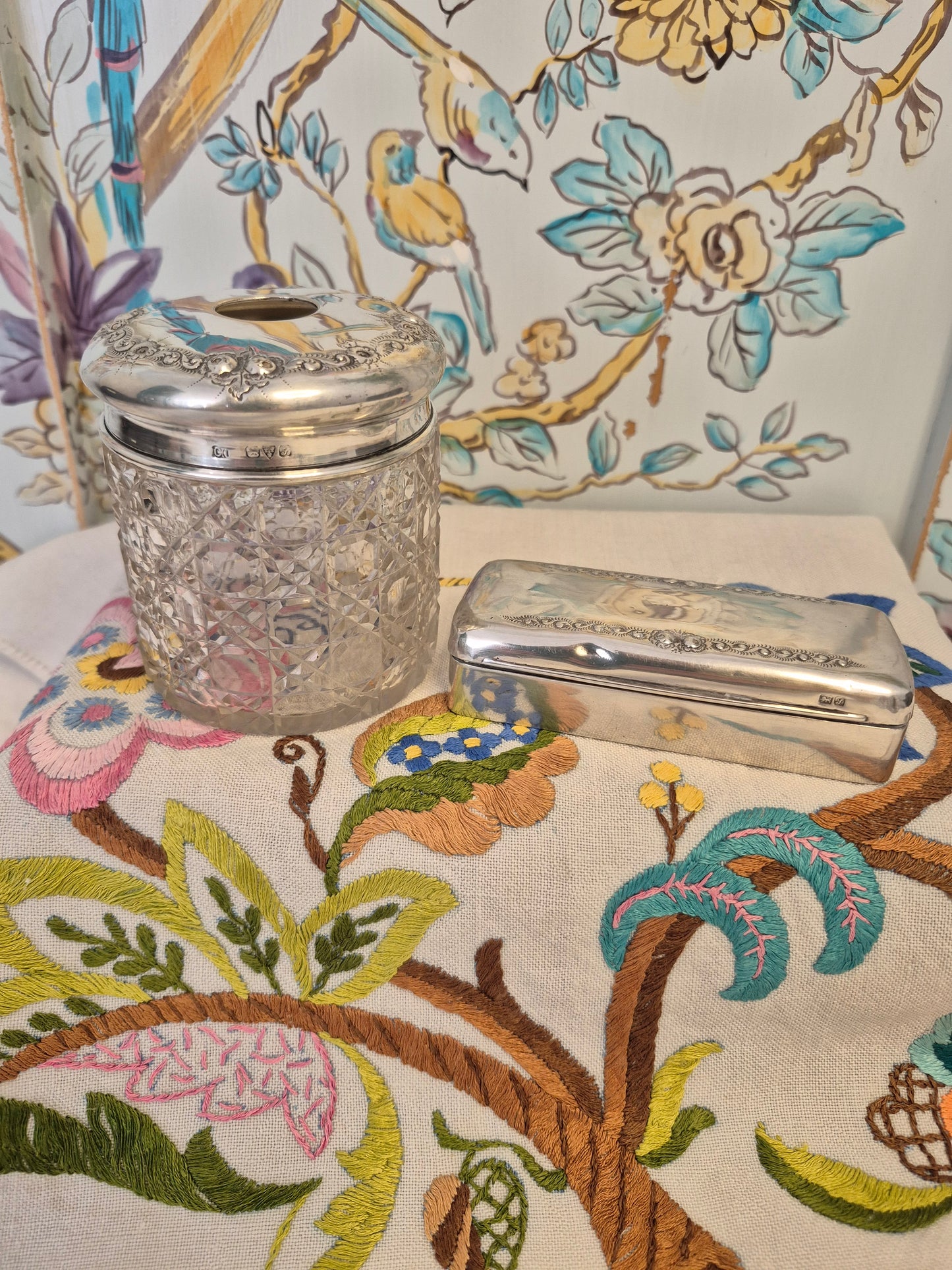 Antique Silver Trinket Box, Hallmarked Chester 1909