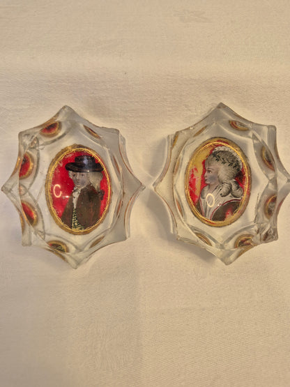 A Pair of 18th Century Glass Lovers Salts