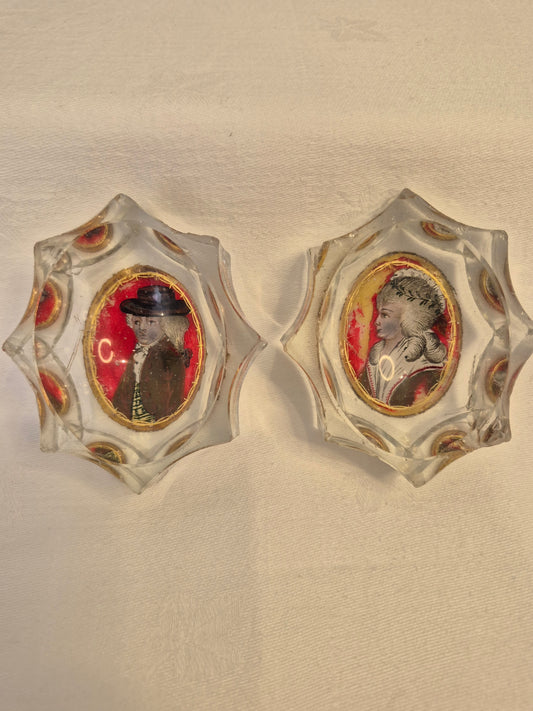 A Pair of 18th Century Glass Lovers Salts