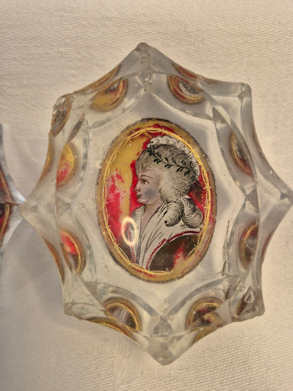 A Pair of 18th Century Glass Lovers Salts