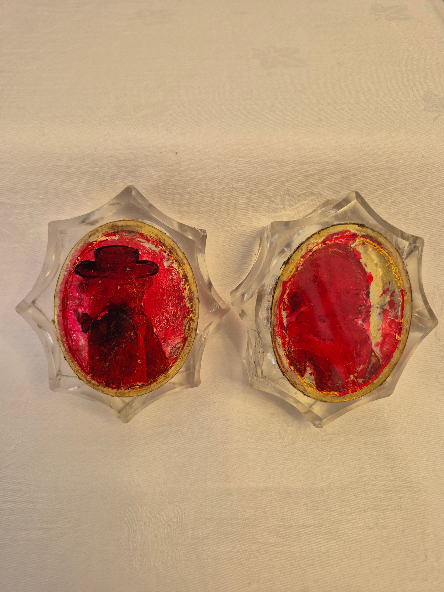 A Pair of 18th Century Glass Lovers Salts