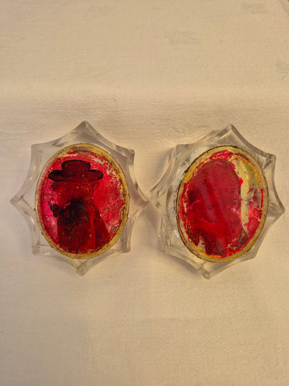 A Pair of 18th Century Glass Lovers Salts
